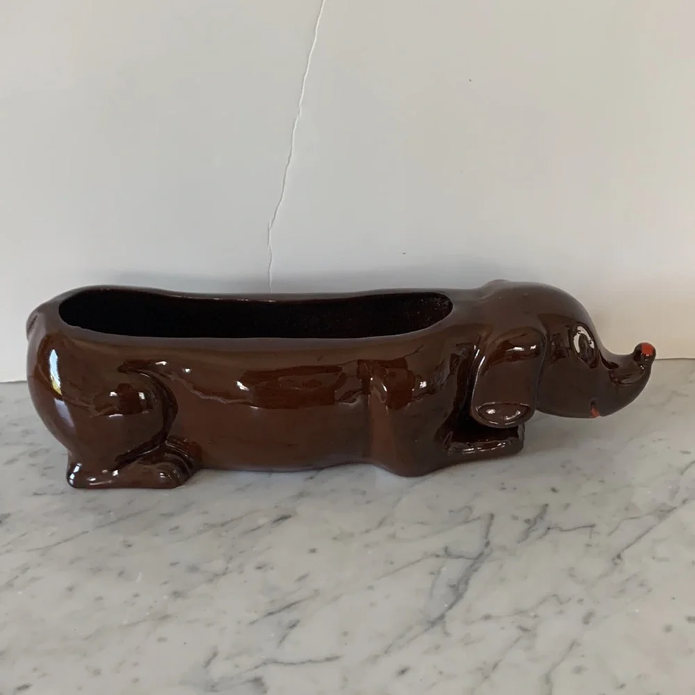 📌 Mid Century Modern Dachshund Pottery Planter Japan 11 x 3 - Picture 4 of 7
